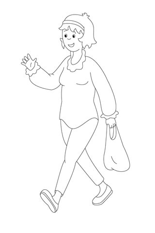 Doris Carries Her Bag Along The Street Coloring Page